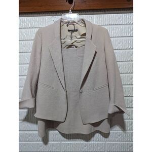 Rene Lezard Women's Beige Wool Skirt Suit Set Size 36 US/4